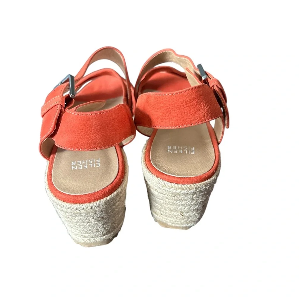 Eileen Fisher Coral Suede Espadrille Wedge Sandals